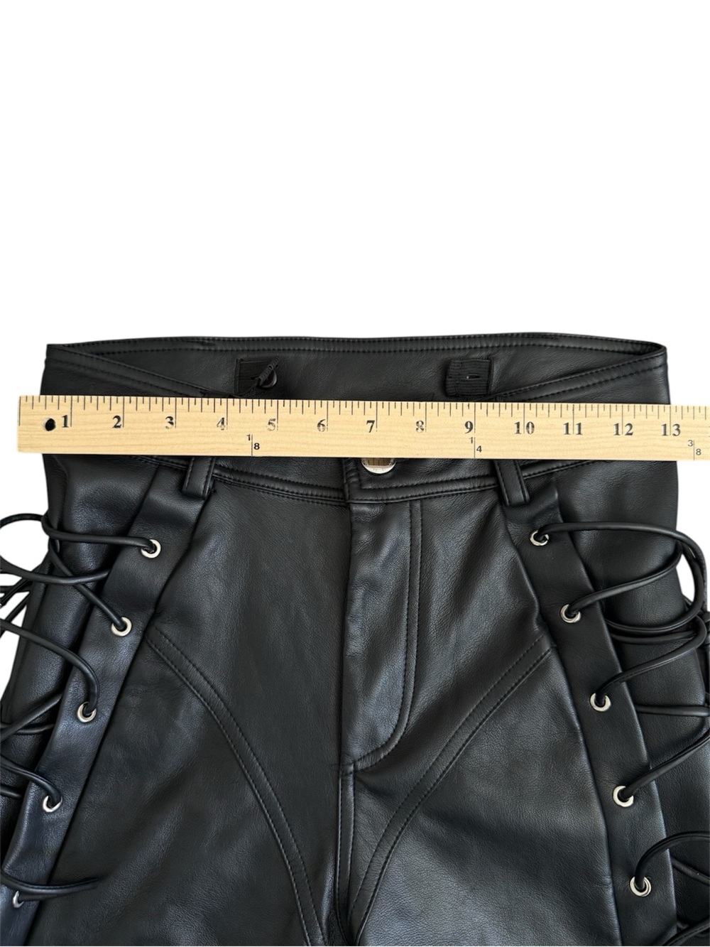Manière De Voir Ambre Vegan Leather Lace-Up Flared Trousers | Black | Size 2 - Picture 12 of 15